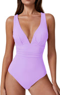 QINSEN Womens Sexy V Neck One Piece Bathing Suit - Flattering Cross