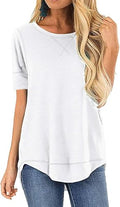 Summer Tops for Women Short Sleeve Side Split Loose Tunic - Casual Fit