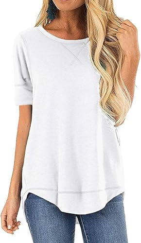 HIYIYEZI Summer Tops for Women Short Sleeve Casual Tunic