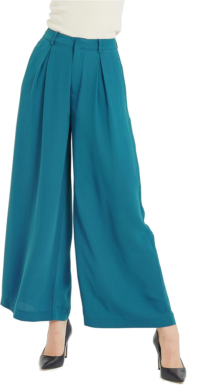 Tronjori Women High Waist Casual Wide Leg Palazzo Pants Review