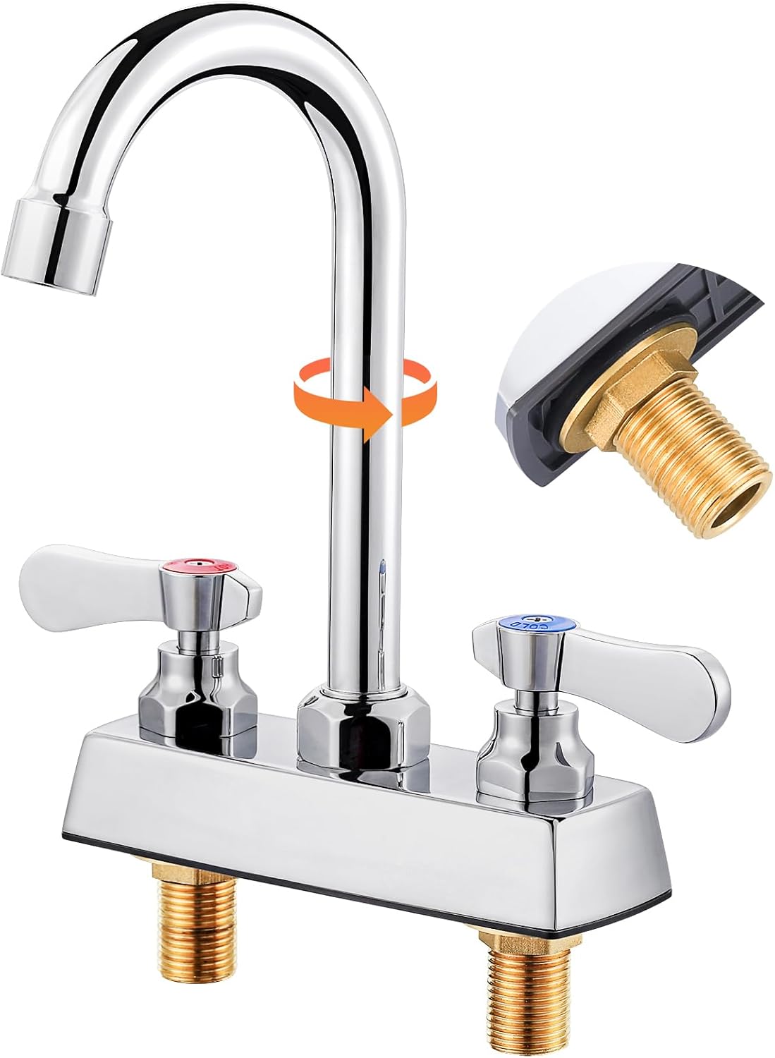 Commercial Bar Sink Faucet with Gooseneck Swivel Spout Design