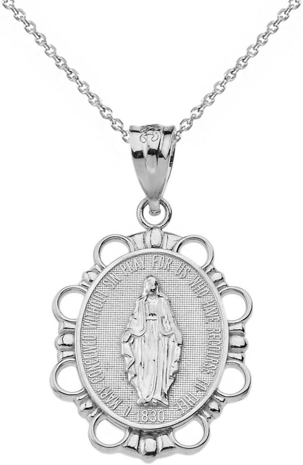 Religious Jewelry 925 Sterling Silver Miraculous Medal Necklace