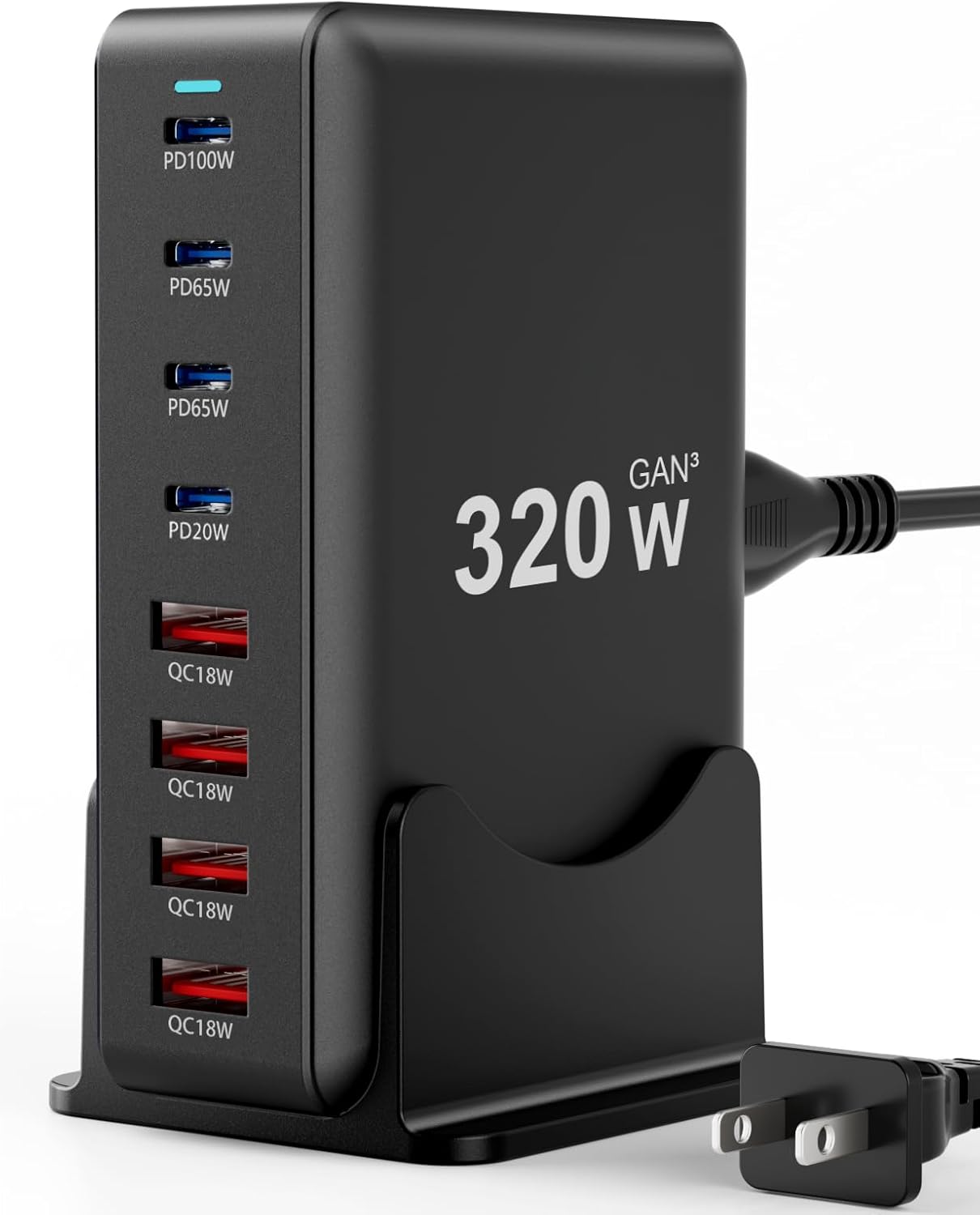 320W Fast Charging 8 Port USB C Charger Block for Multiple Devices