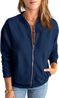 Womens Zip Up Sweatshirt Jacket - Loose Casual Tunic with Pockets