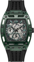GUESS Men's Trend Tonneau 43mm Watch with Black Strap and Dial