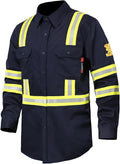FR Shirts for Men 7oz Hi Vis Flame Resistant Shirt Navy (5X-Large)
