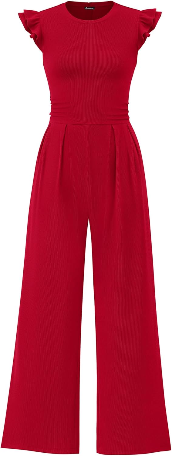Stylish Summer Jumpsuits for Women with Ruffle Cap Sleeves