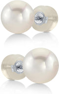 Round White Freshwater Pearl Earrings for Women - 14k Gold Studs