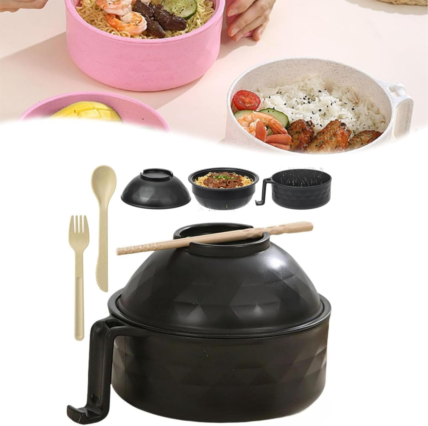 LELEBEAR Microwave Ramen Bowl Set - Safe & Stylish