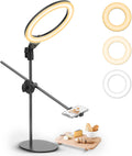 Overhead Phone Mount with 10ft Selfie Ring Light - Stable Overhead Arm