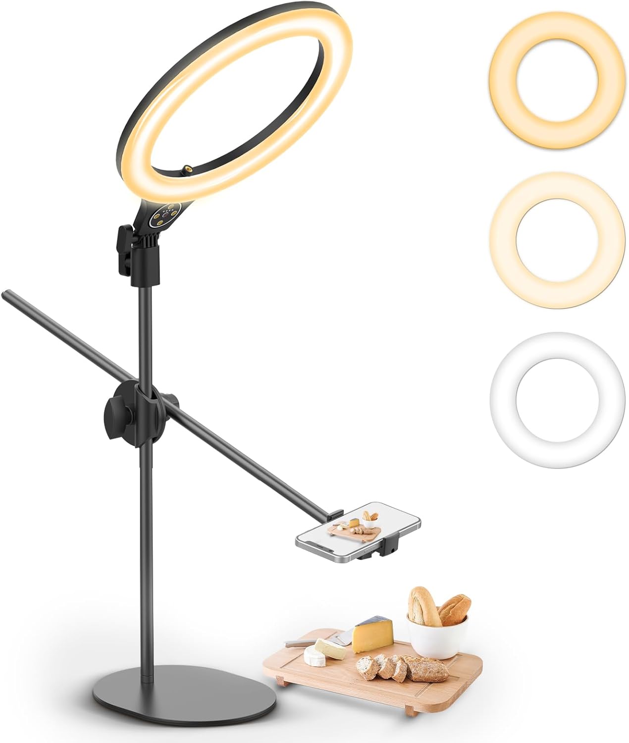 ULANZI Overhead Phone Mount with 10in Ring Light for Streaming