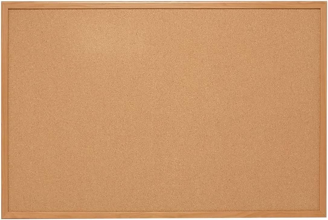 Cork Bulletin Board with Oak Finish Frame for Display Needs