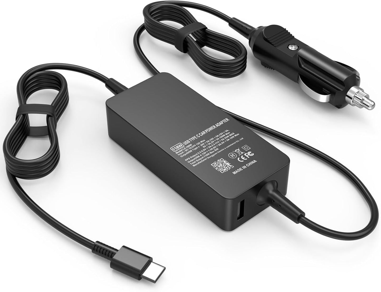 100W USB-C Laptop Car Charger for Dell, HP, Lenovo, MacBook