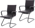 Retro Black Leather Guest Chairs - Set of 2