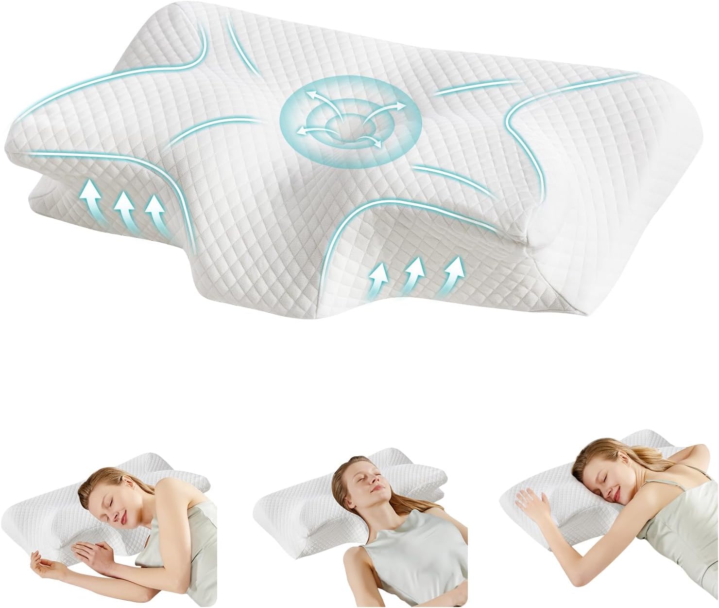 Smug Cervical Neck Pillow for Sleeping with Cooling Features
