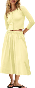 Panadila Womens 2 Piece Lounge Sets Ribbed Cardigan and Skirt Women's