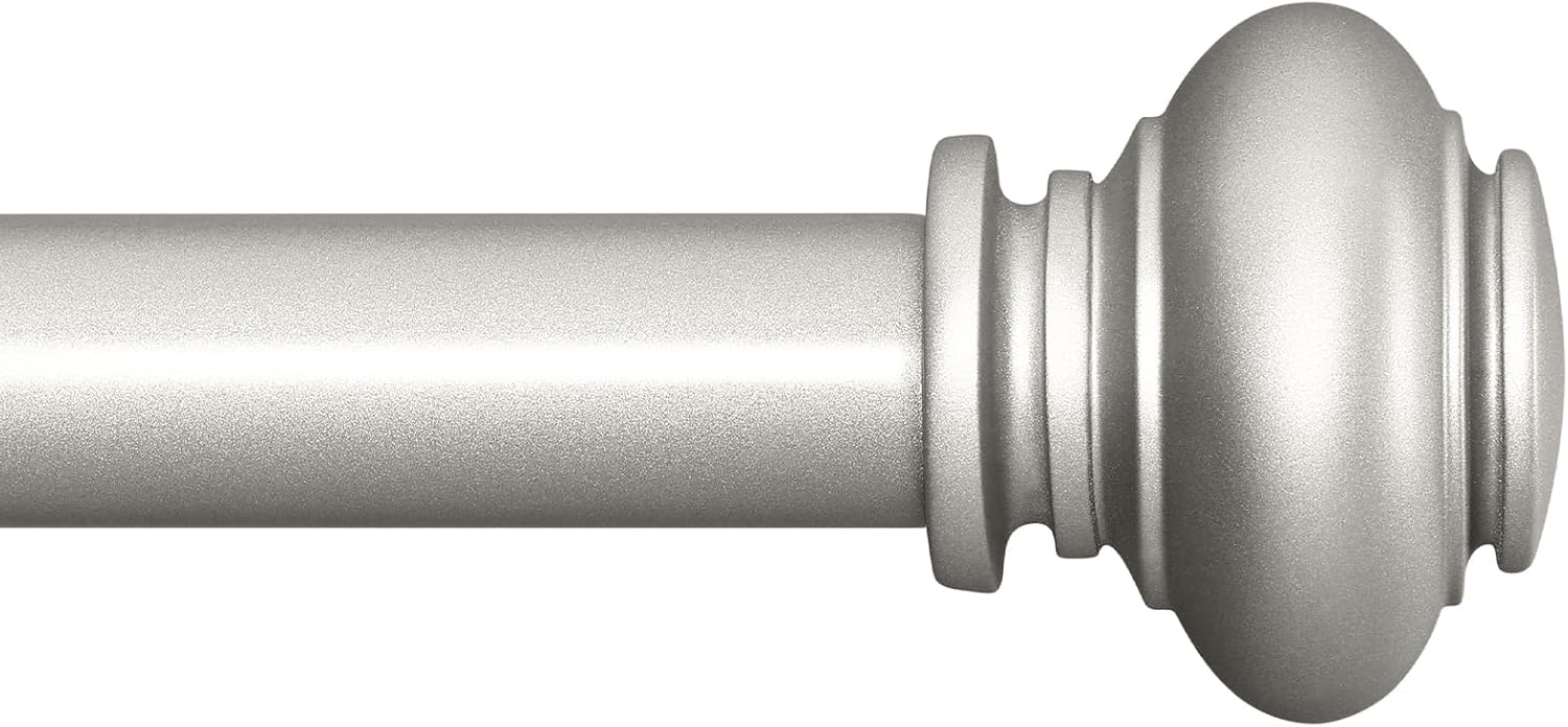 Adjustable Silver Curtain Rods for Windows 72 to 144 Inches