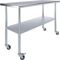 24 in. x 60 in. Stainless Steel Work Table with Wheels - Mobile Prep