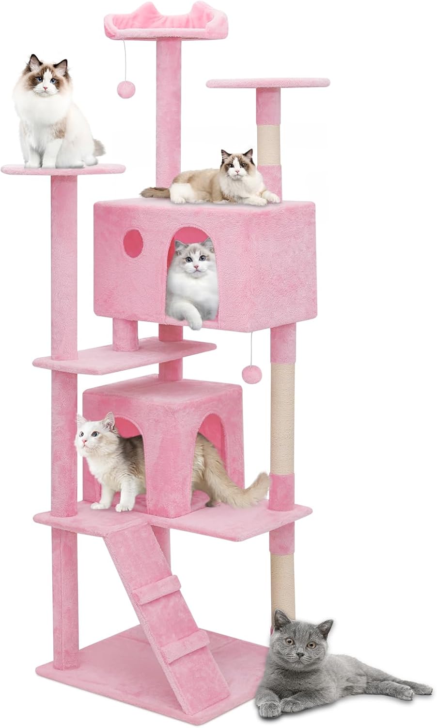 Modern Cat Tree Tower 77 Inch Tall with Scratching Post and Condo