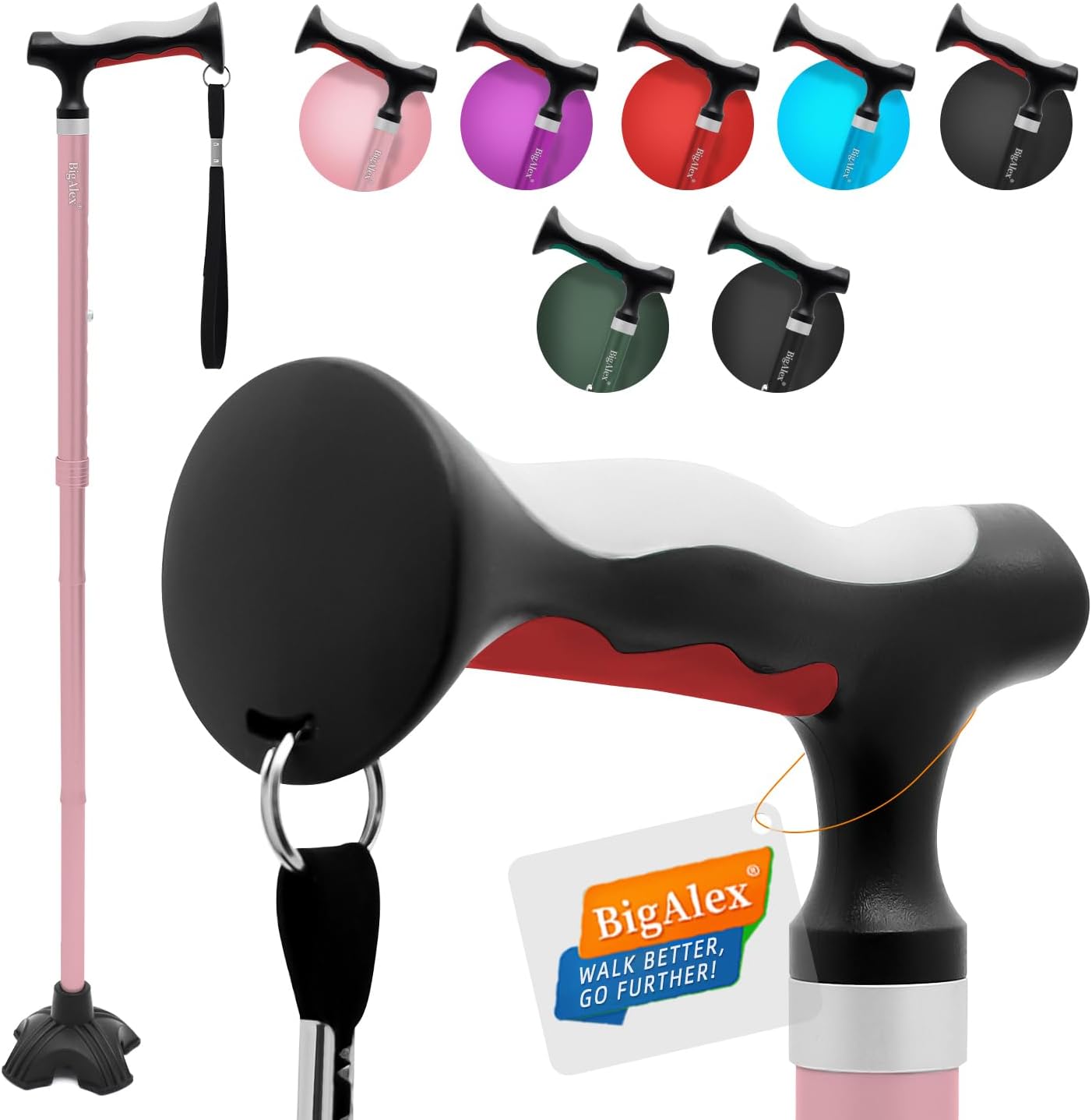 BigAlex Lightweight Collapsible Walking Cane for Seniors Comfort