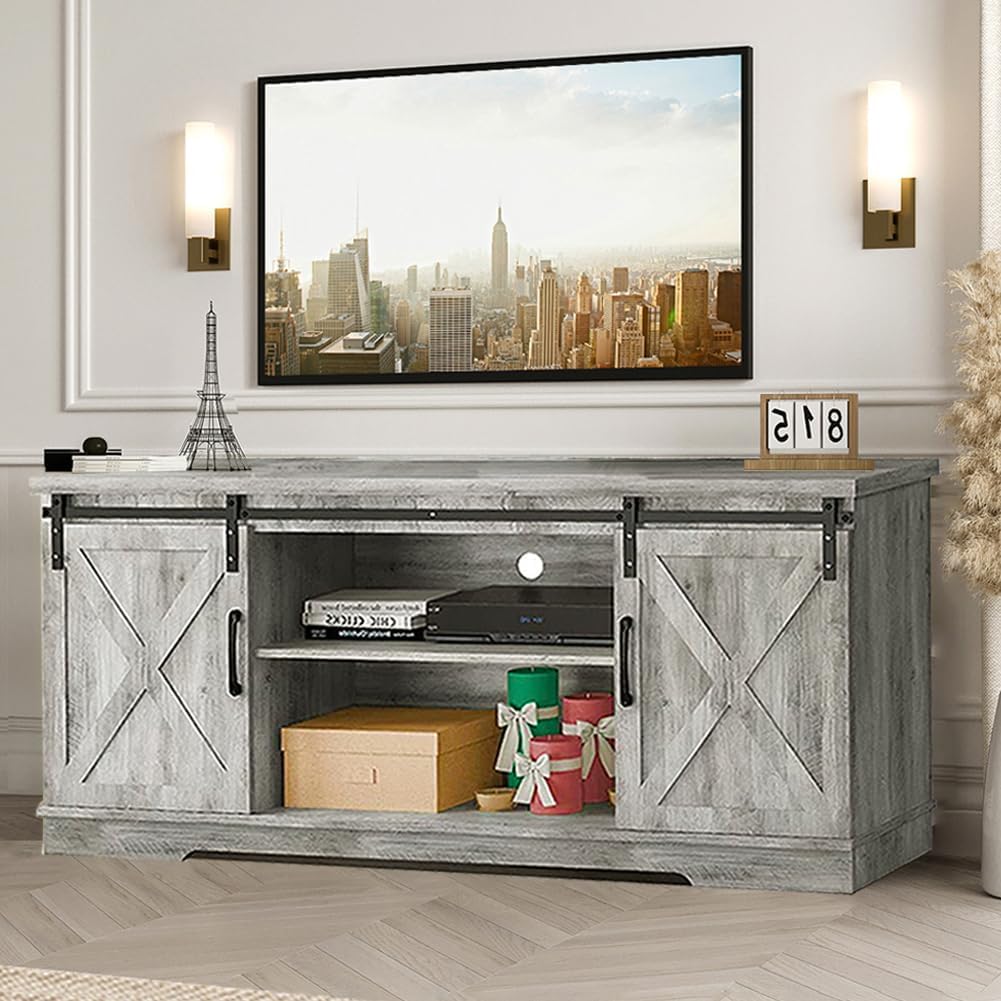 Farmhouse Gray TV Stand - Storage & Style for 65 TV