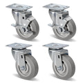 4ft Caster Wheels Rubber Set of 4 Heavy Duty Swivel Casters - 1200lb