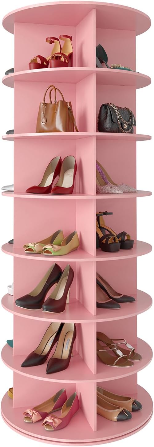 SpaceAid 7 Tier Rotating Shoe Rack Tower for Closet Organization