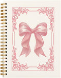 Pink Bow Coquette Notebook Journal - Preppy Pink Spiral Notebook
