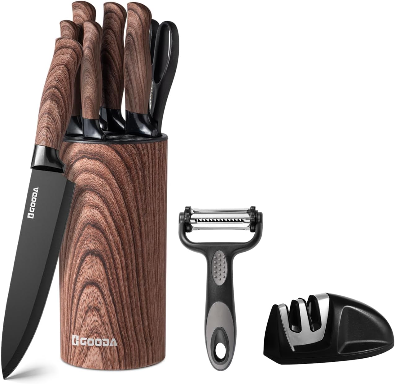 Knife Set with Block and Sharpener for Effortless Cooking