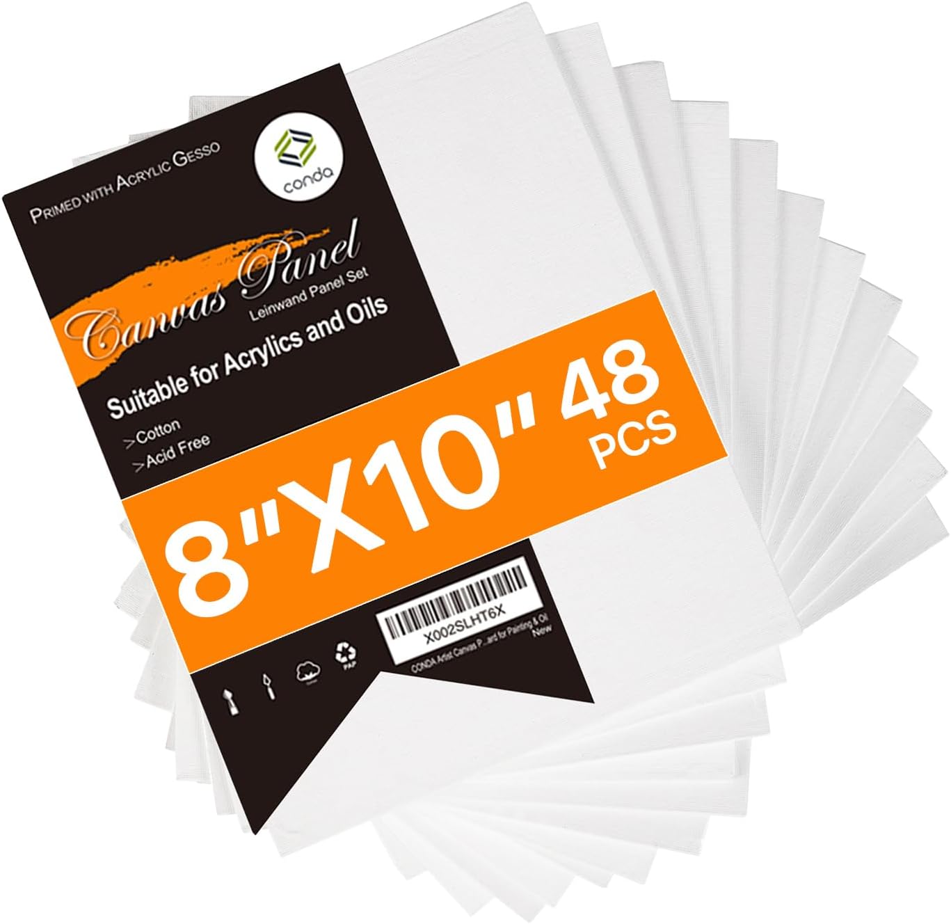 CONDA Canvases for Painting 8 x 10 inch, 48 Pack Value Set