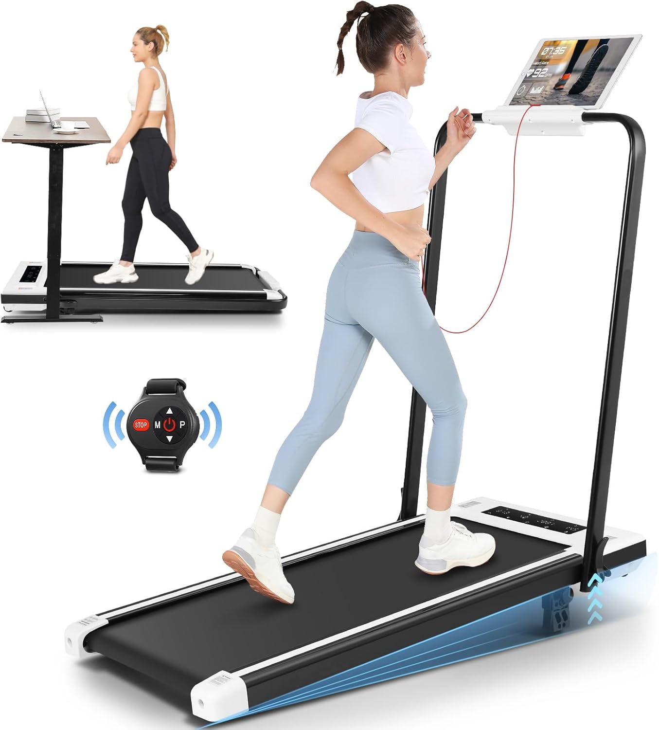 ANCHEER Under Desk Treadmill: Incline 300lbs Capacity