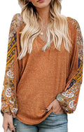Beyove Boho Tops for Women Long Sleeve V Neck - Flowy Tunic Comfort
