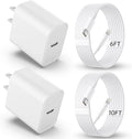 iPhone 20W Fast Charger 2Pack with 6ft & 10ft MFi Cables - Fast Charge