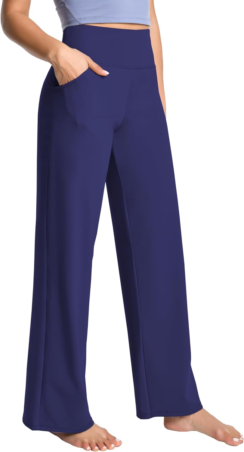 High Waist Wide Leg Yoga Pants for Women by BUBBLELIME