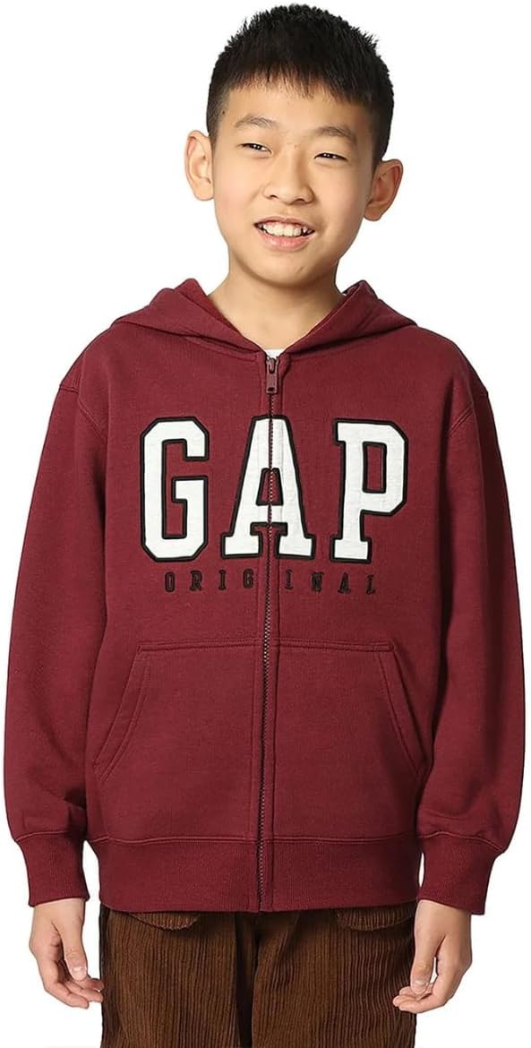 GAP Boys Logo Hoodie Full Zip Sweatshirt for Cozy Comfort