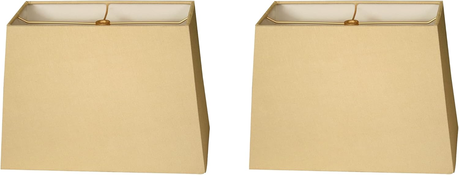Rectangle Hardback Lamp Shade Set in Antique Gold for Home Decor