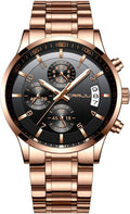 CRRJU Men's Stainless Steel Chronograph Watch - Elegant Date