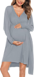 Maternity Nursing Gown and Robe Set 3 in 1 - Comfortable Hospital Wear