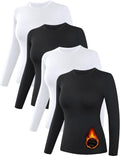 Womens Thermal Shirts 4 Pack - Fleece Lined Compression Base Layer