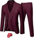 Men's 3 Piece Slim Fit Suit Set with Tie - One Button Jacket
