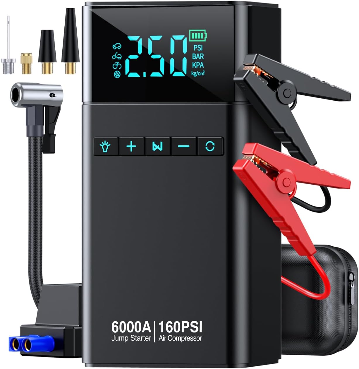 10-in-1 Portable Car Battery Jump Starter with Air Compressor