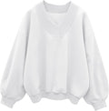 Hilinker V Neck Oversized Sweatshirt for Women - Cozy Everyday Top