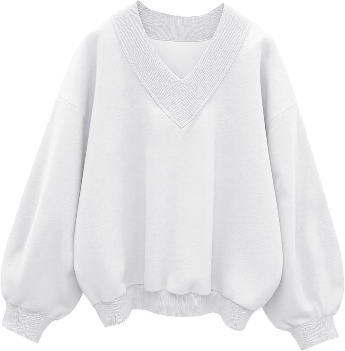 Oversized V Neck Sweatshirt for Women - Casual Pullover Style