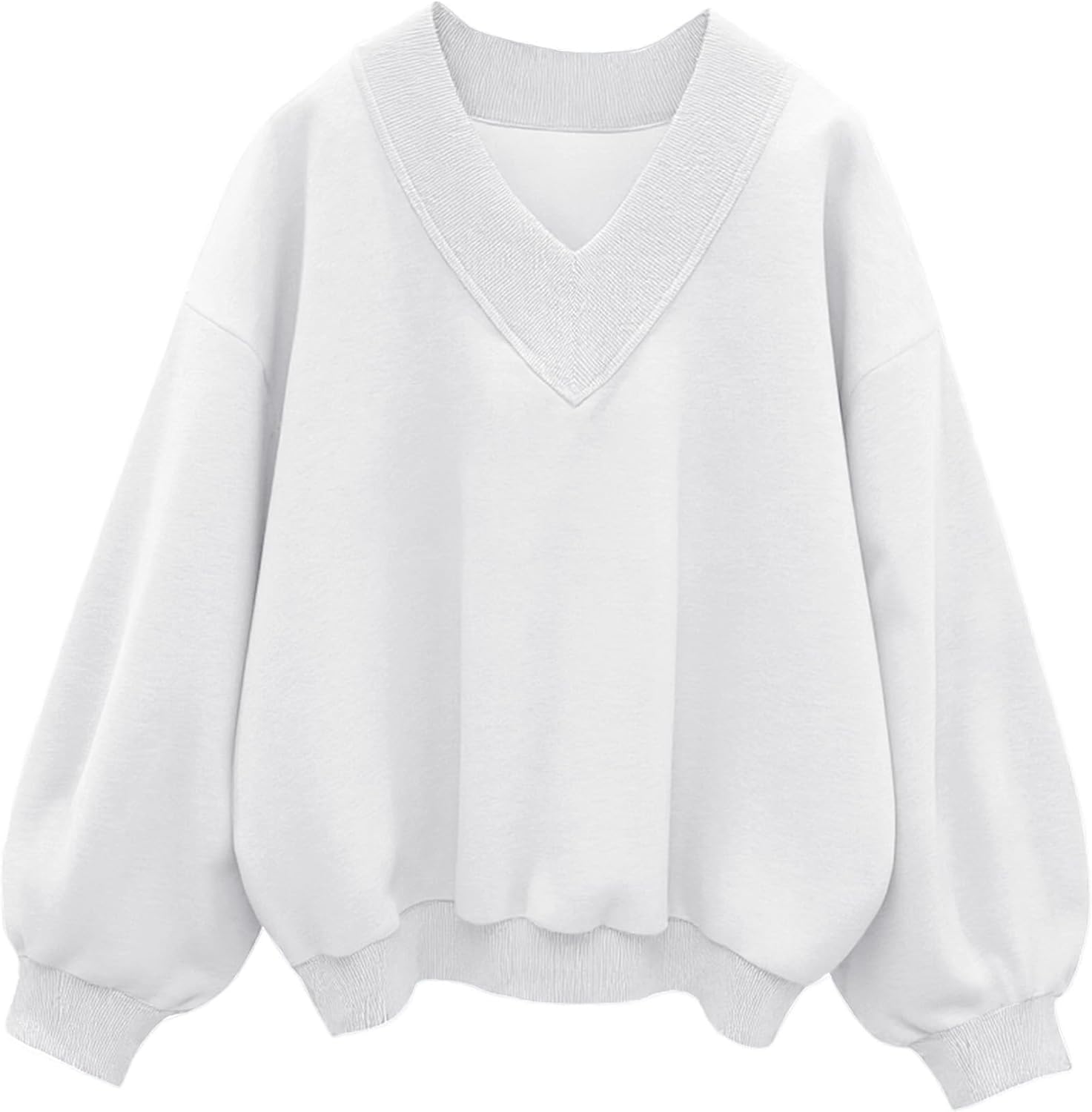 Oversized V Neck Sweatshirt for Women - Casual Pullover Style