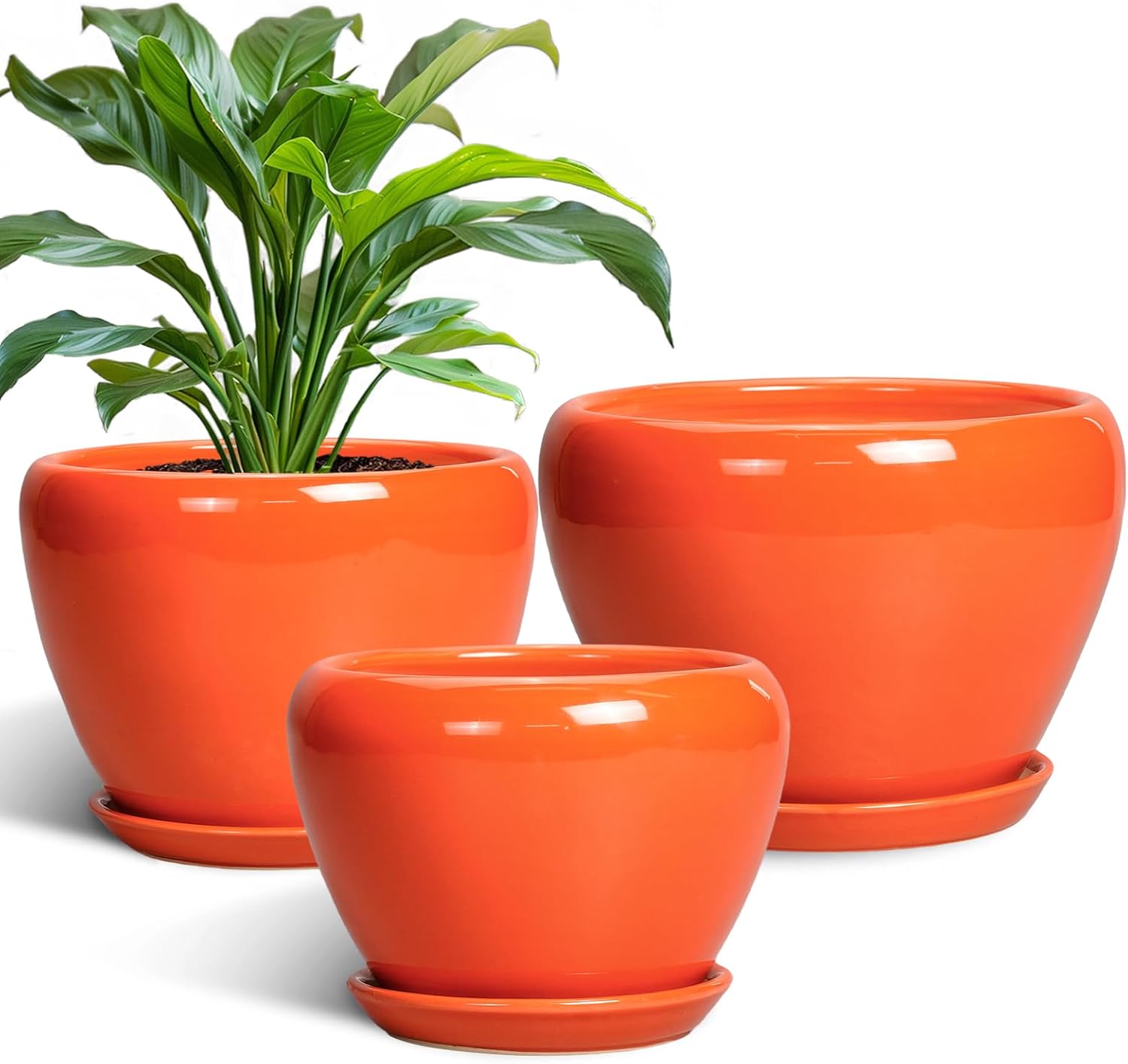 Ceramic Planter Set - 10 Inch, 8 Inch, 6 Inch Flower Pots