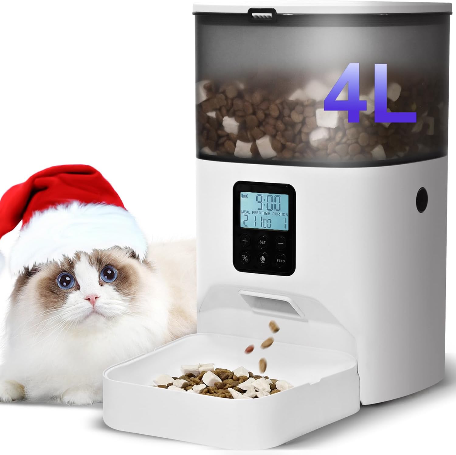 Automatic Cat Feeder with Voice Recorder for Timed Feeding