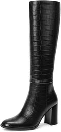 Lumeheel Women Knee High Boots with Chunky Heel for Style
