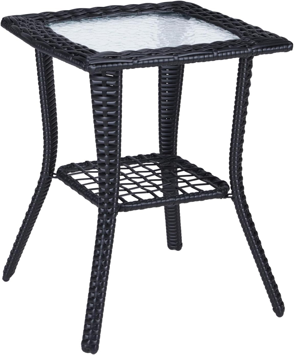 VINGLI Outdoor Side Table with Storage for Patio and Balcony
