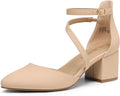 Women's Closed Pointed Toe Low Chunky Heels Pumps - Comfortable 2in