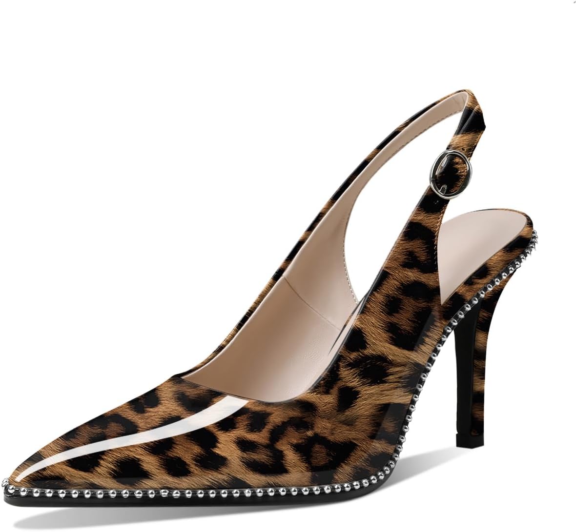 Zamikoo Women Beaded Pumps High Heel Slingback Stilettos